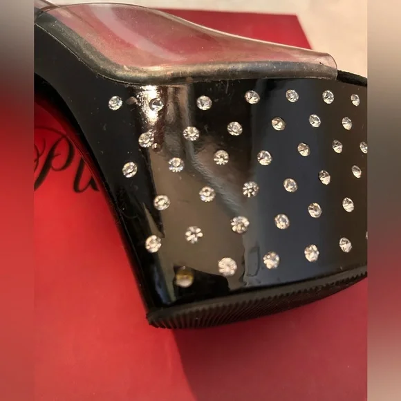 Pleaser Stardust Black Rhinestone Platform heels. - Picture 7 of 14